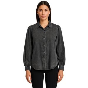 RAILS Angelica Button-Up Shirt Black Acid Wash Size Large